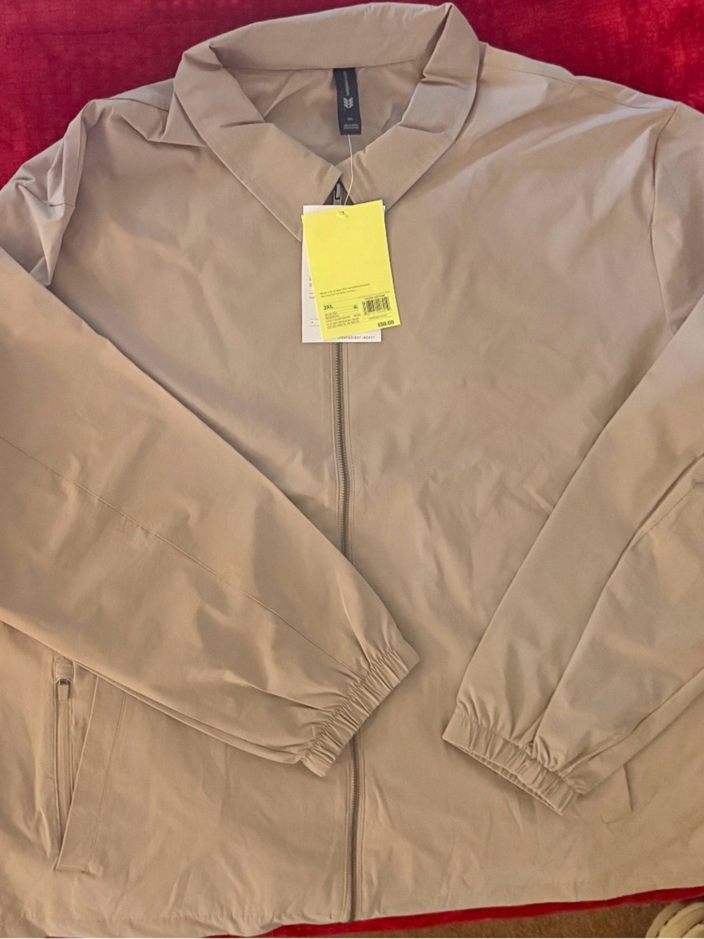 Men's Lightweight Zip-Front Shirt Jacket in Light Brown - Unbranded